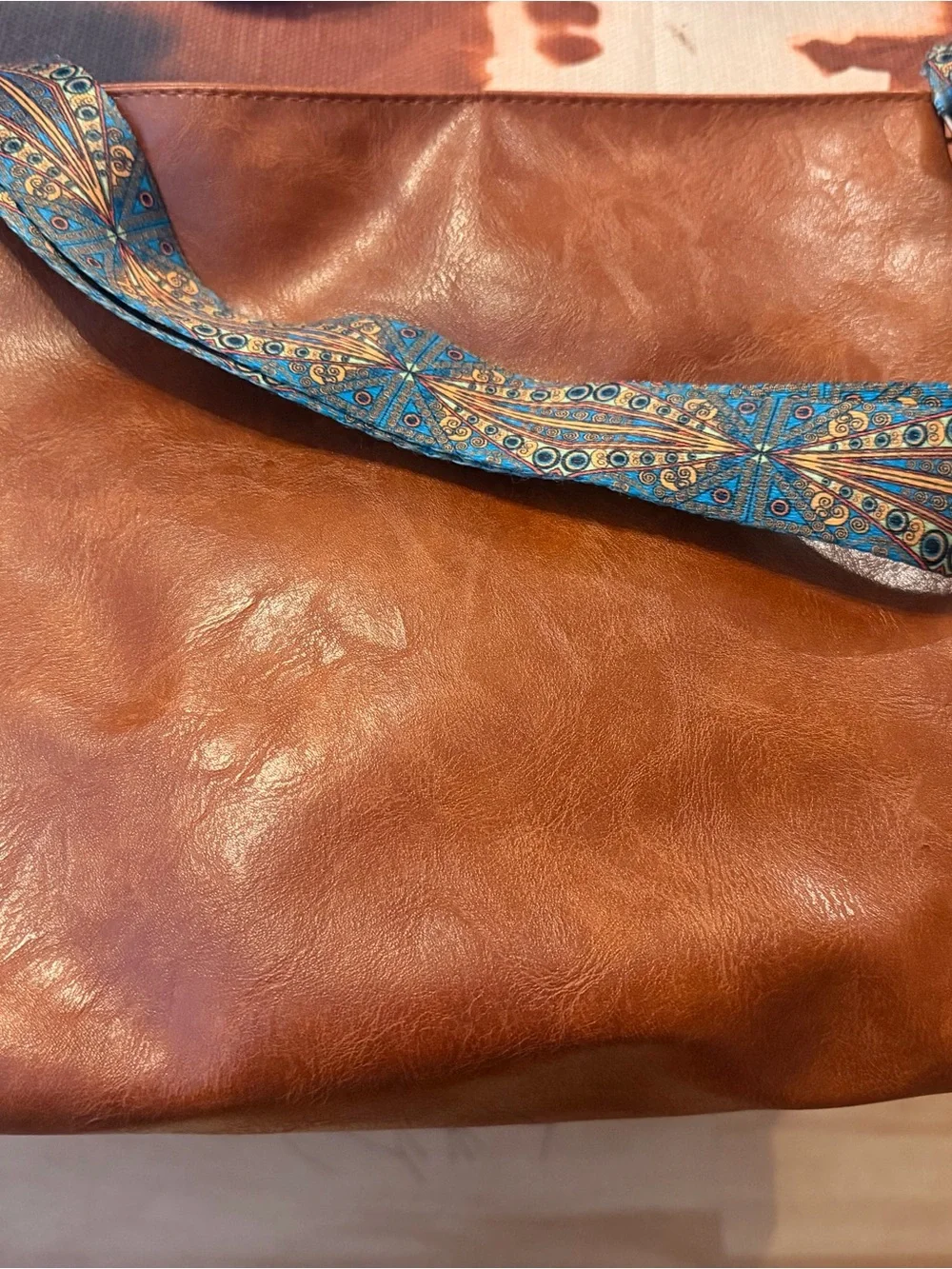 Shein Brown Vintage Retro Crossbody, Casual Shoulder purse with aqua strap - Picture 6 of 8